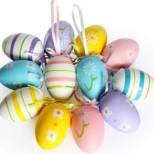 12Pcs Easter Decorations Eggs Ornaments Easter Bunny Egg Hunt Holiday Decoration